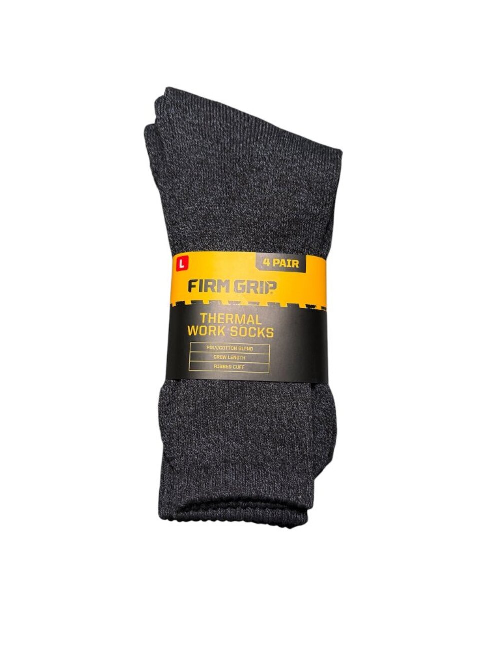 Firm Grip Thermal Work Socks Crew Length Ribbed Cuff 3 Pairs Blue Grey Size L